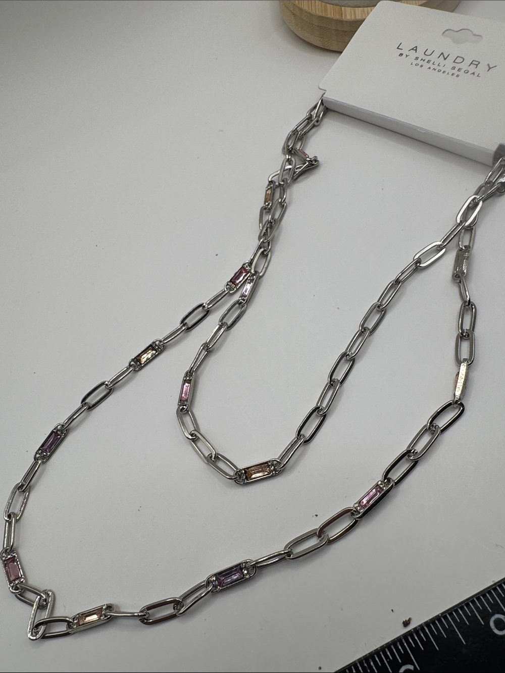 Laundry by Shelli Segal Pink Crystal Accent Necklace 24” (LR111/5) - Picture 3 of 8